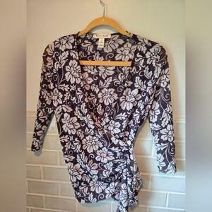 White House | Black Market Foral Faux Wrap Top